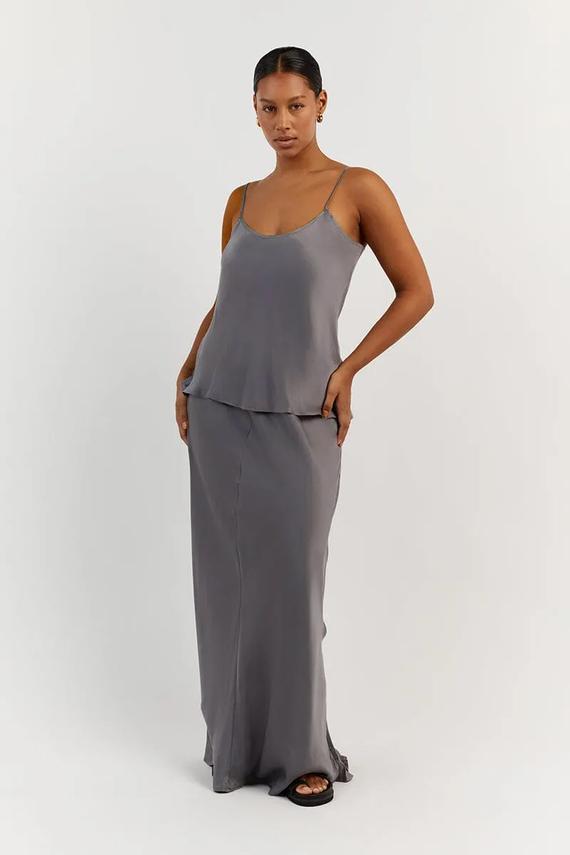 LAYLA CHARCOAL SILK CAMI