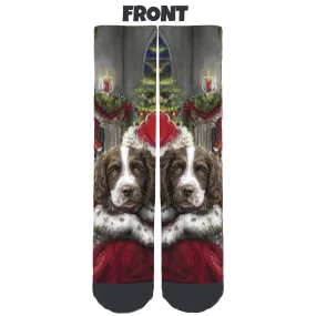 Liver/White English Springer Rescue America Holidays Crew Socks