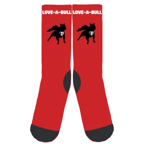 Love-A-Bull Red Crew Socks