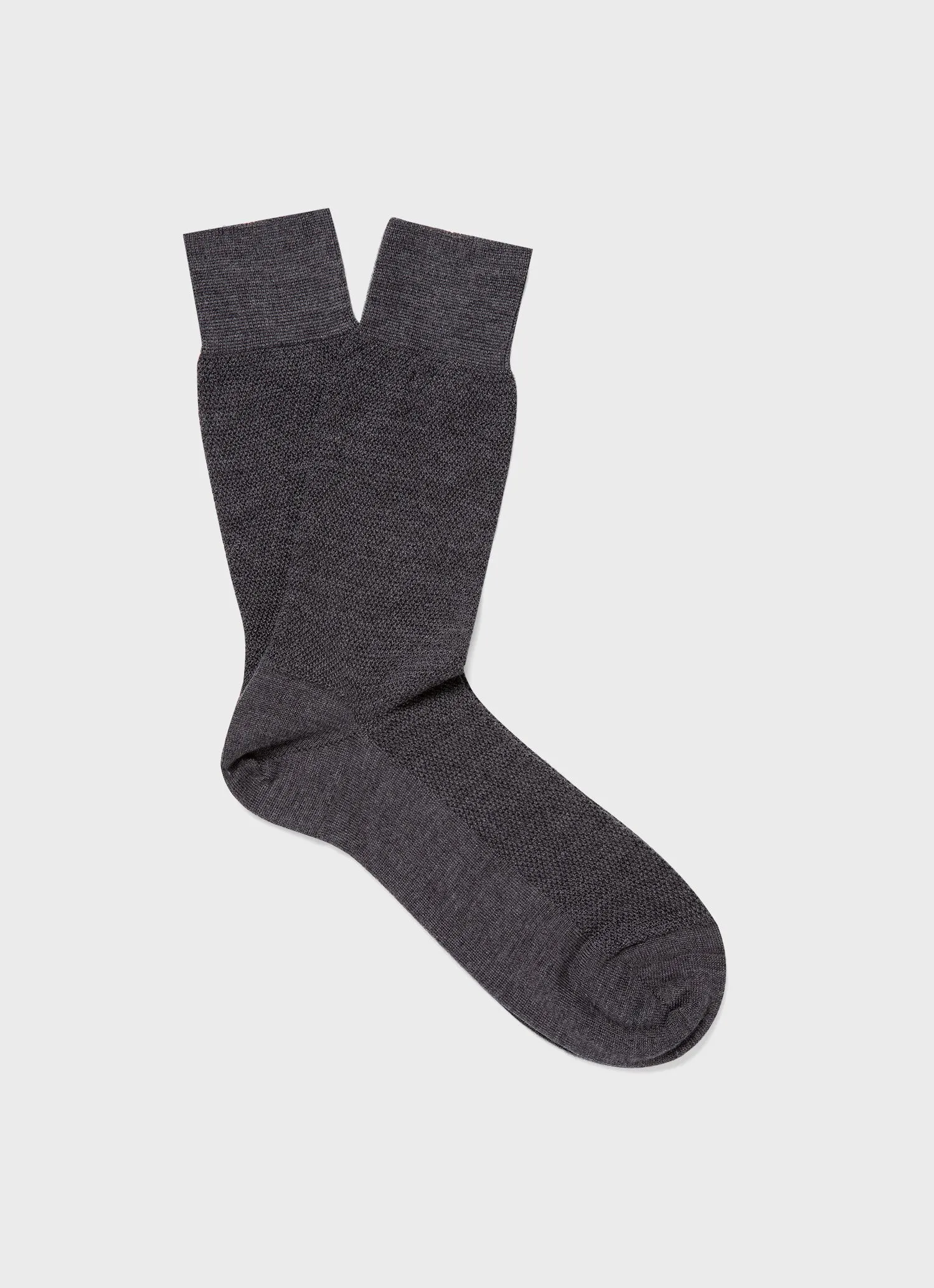 Men's Merino Wool Waffle Socks in Charcoal Melange