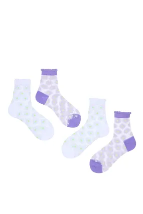 Mesh Floral Crew Socks 2-Pack