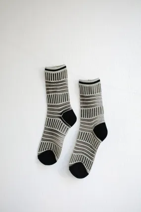 Mix Stripe Tulle Sheer Crew Socks