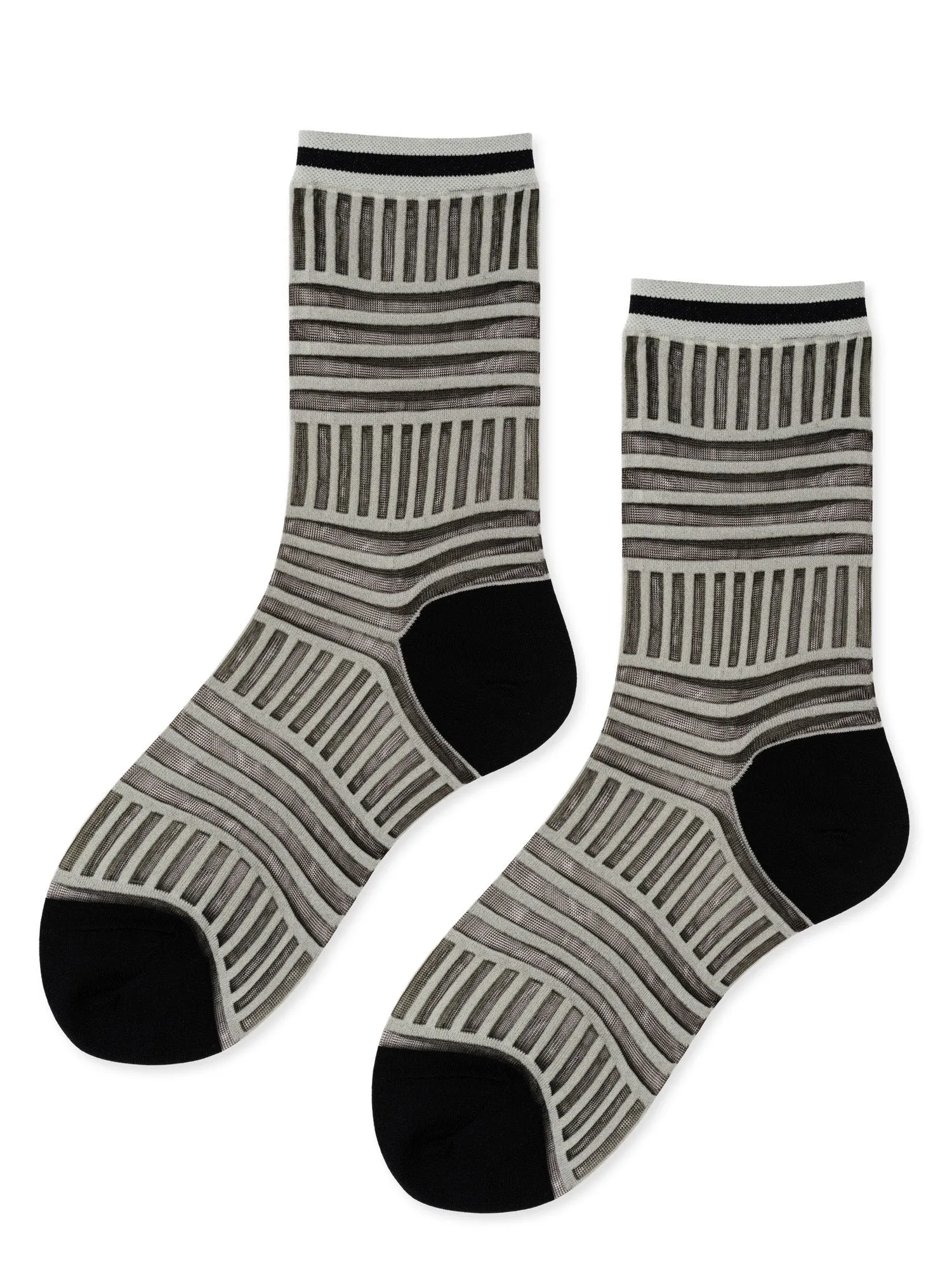 Mix Stripe Tulle Sheer Crew Socks