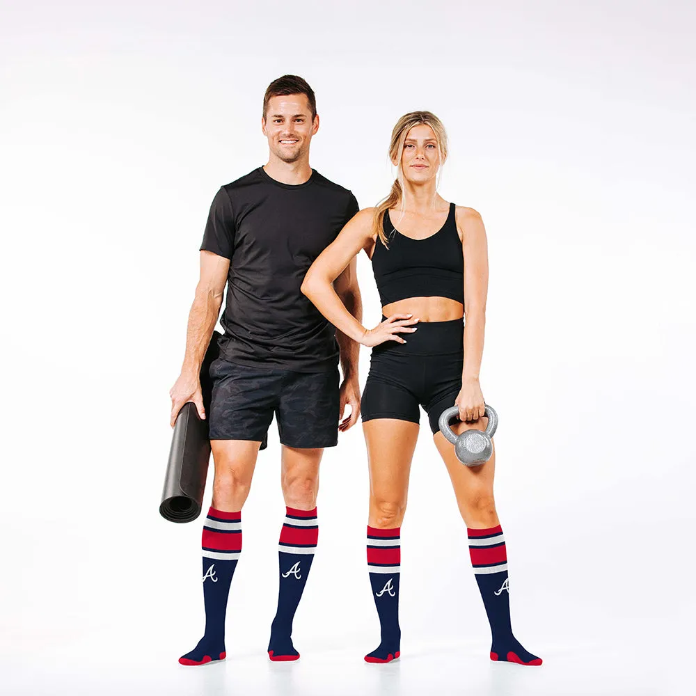 MLB Compression Socks, Atlanta Braves - Classic Stripe