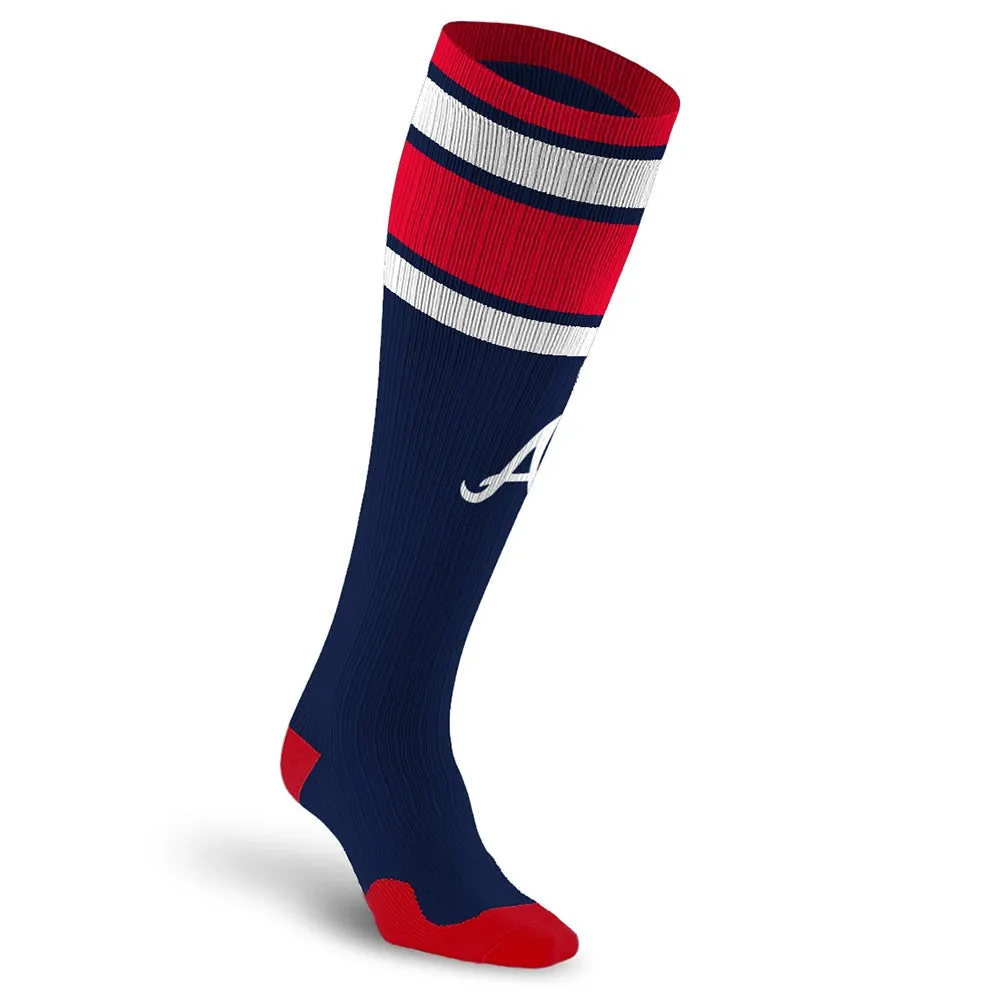 MLB Compression Socks, Atlanta Braves - Classic Stripe