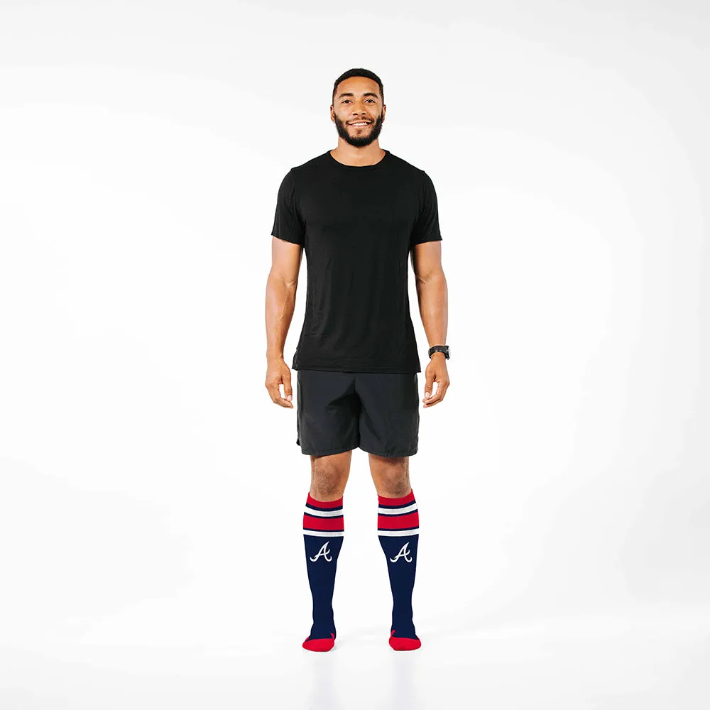 MLB Compression Socks, Atlanta Braves - Classic Stripe