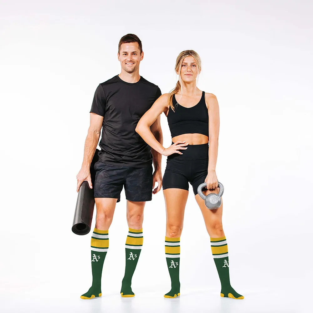 MLB Compression Socks, Oakland Athletics - Classic Stripe