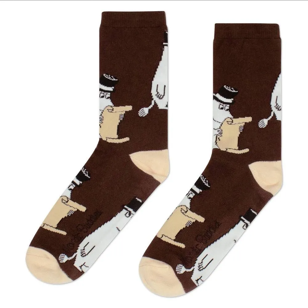 Moominpappa Letter Socks Brown 40-45 - Nordicbuddies