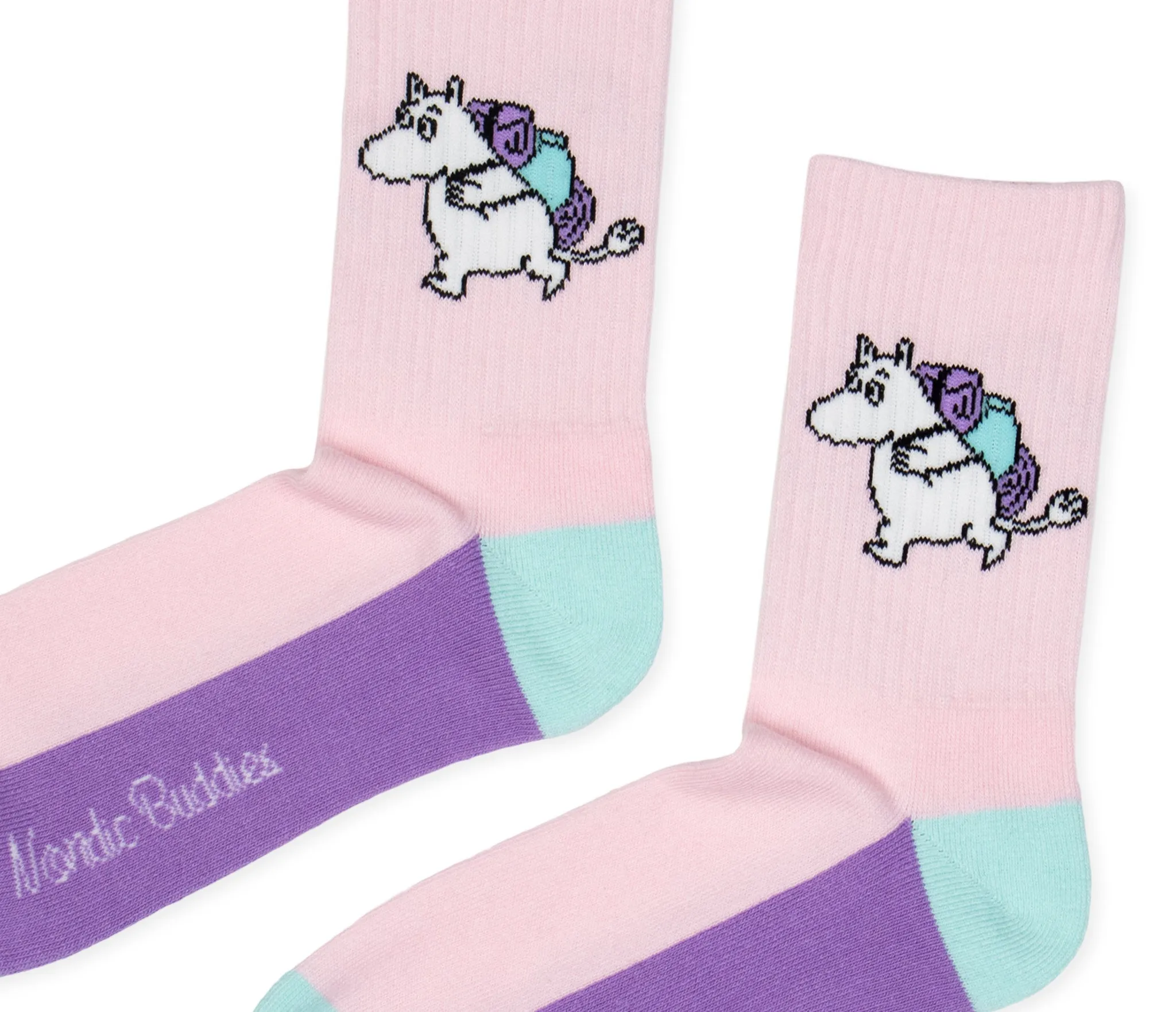 Moomintroll Retro Panel Socks Ladies - Light Pink