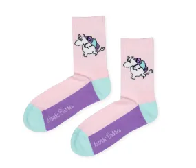 Moomintroll Retro Panel Socks Ladies - Light Pink