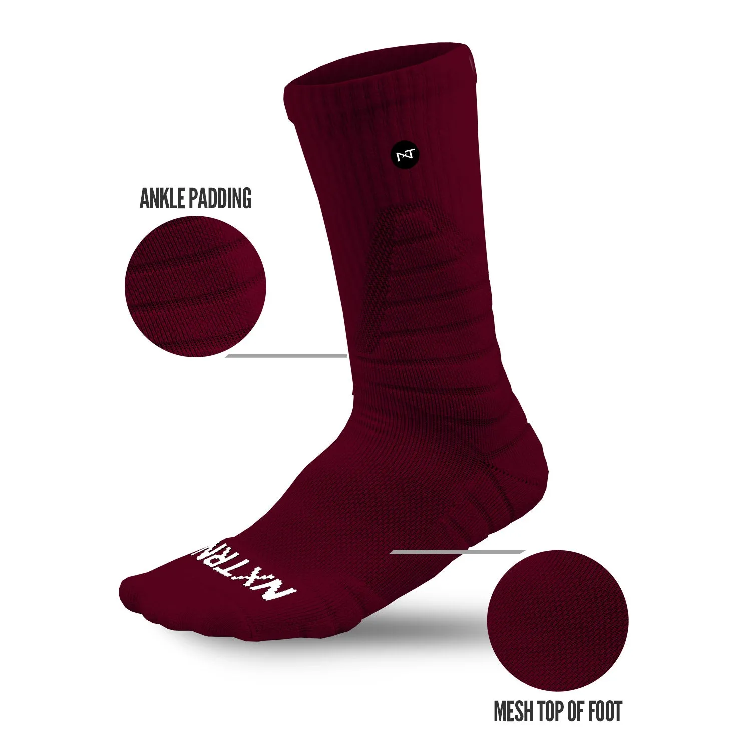 NXTRND Crew Socks Maroon (3-Pairs)