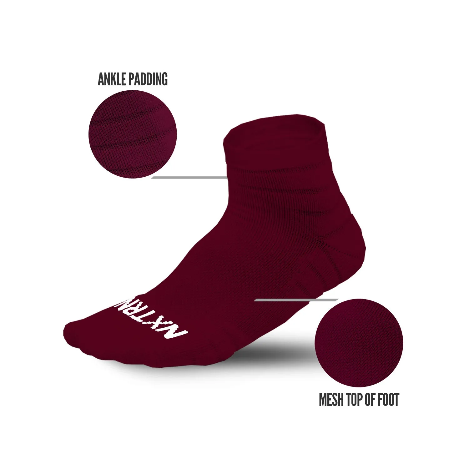 NXTRND Quarter Socks Maroon (3-Pairs)