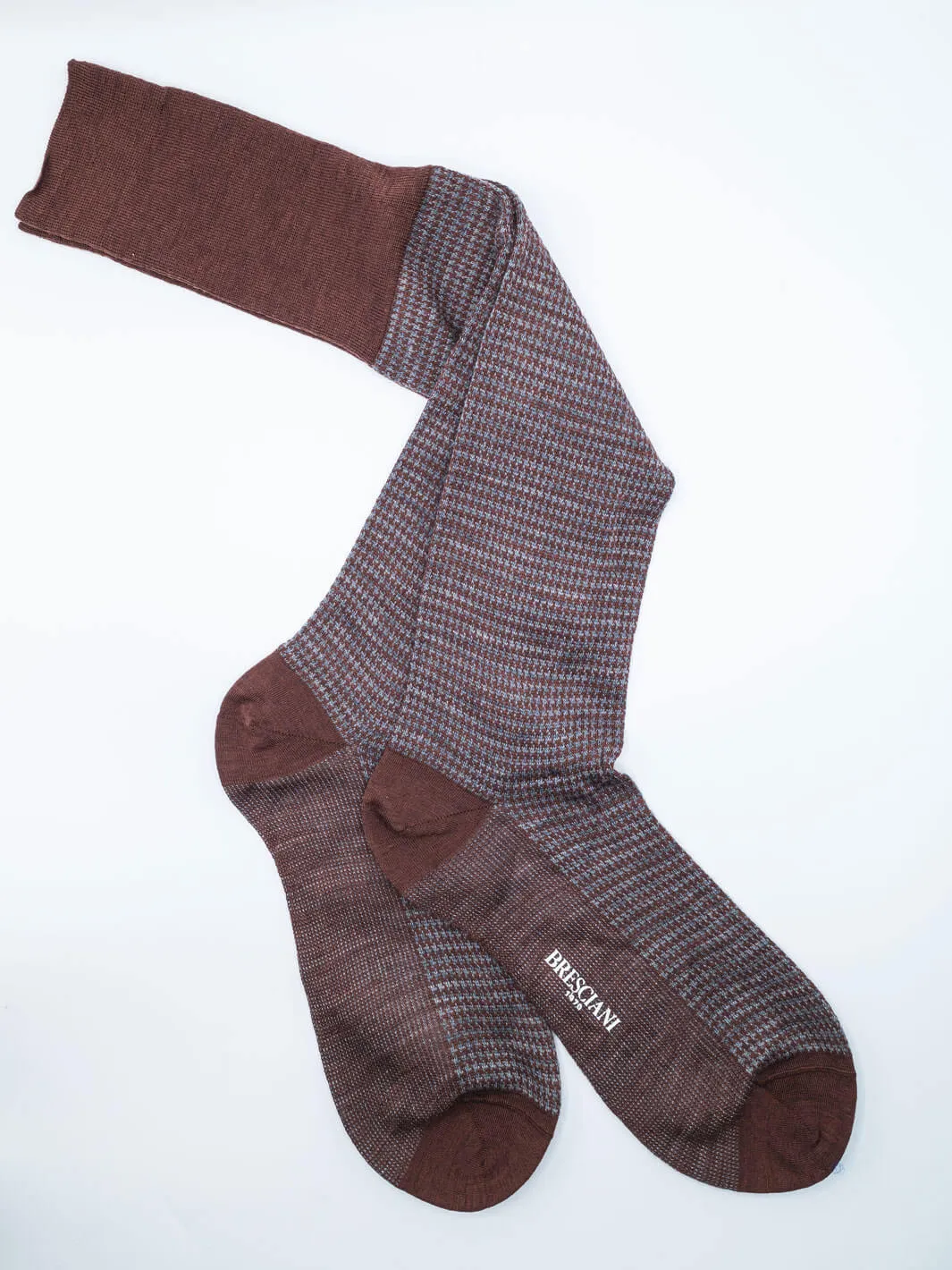 Over-Calf Wool-Nylon Socks - Rust/Grey