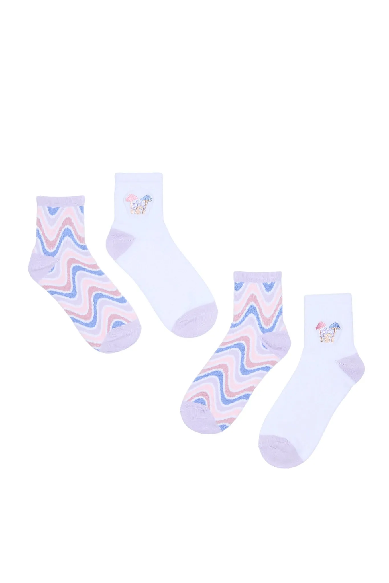 Printed Demi-Crew Socks 2-Pack