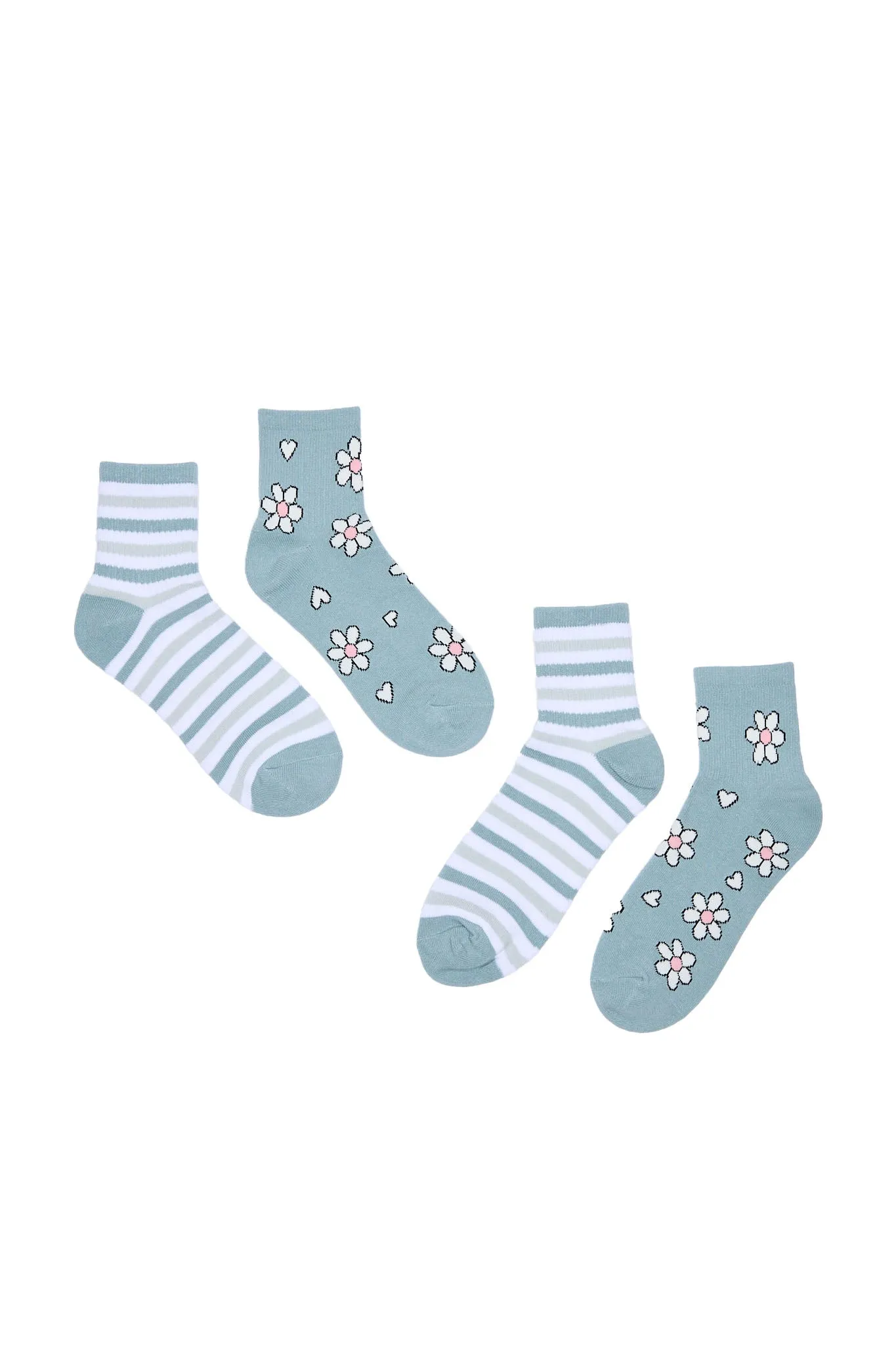 Printed Demi-Crew Socks 2-Pack