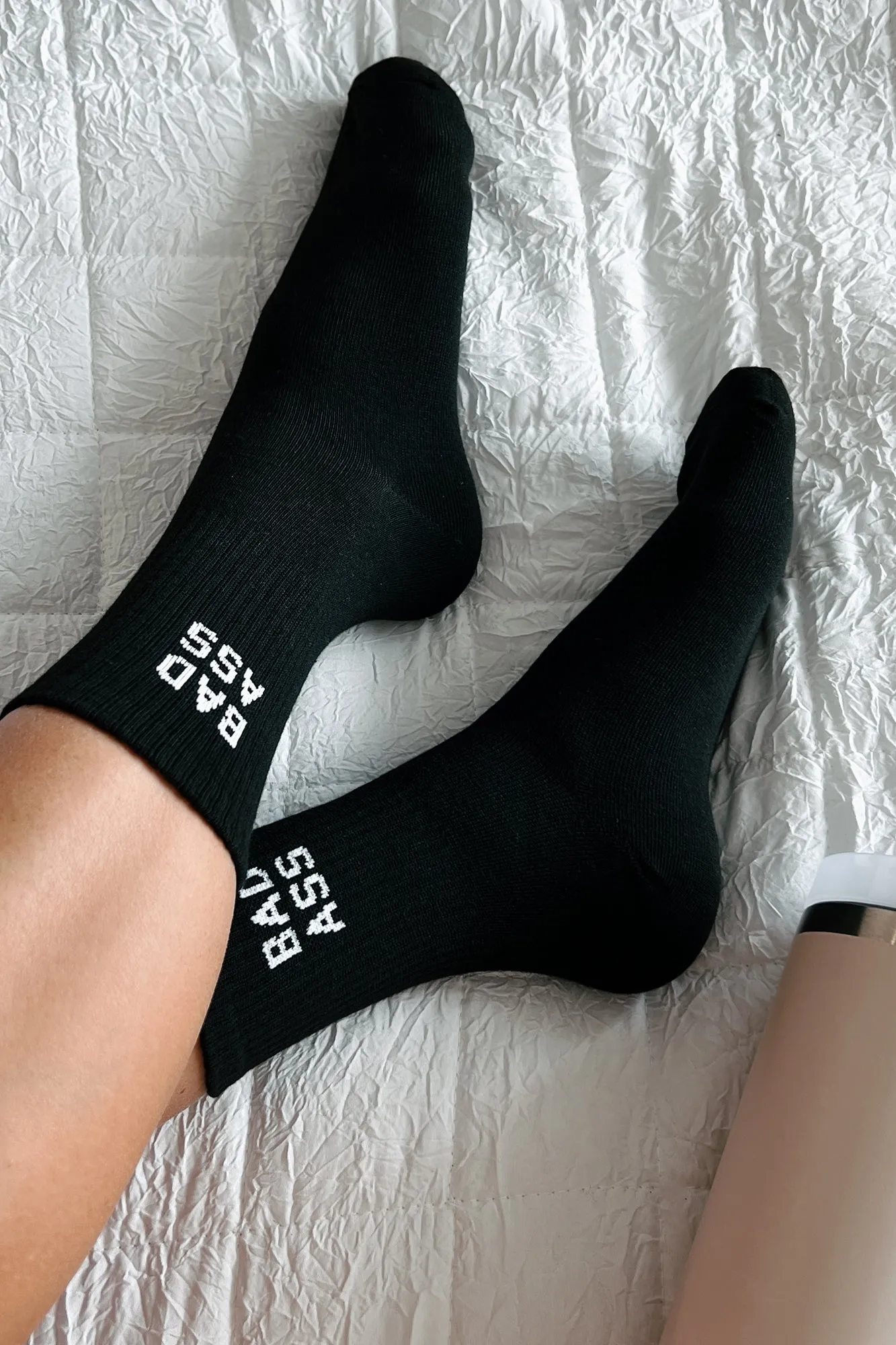 "Bad Ass" Ribbed Crew Socks (Black)