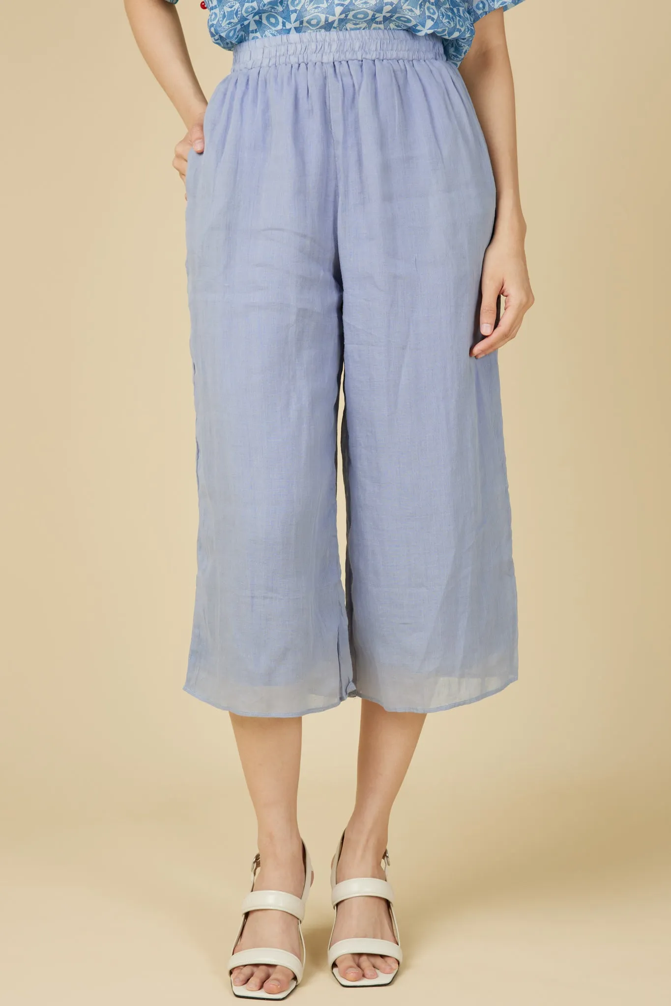 Ramie Ankle Pants (Greyish Blue)