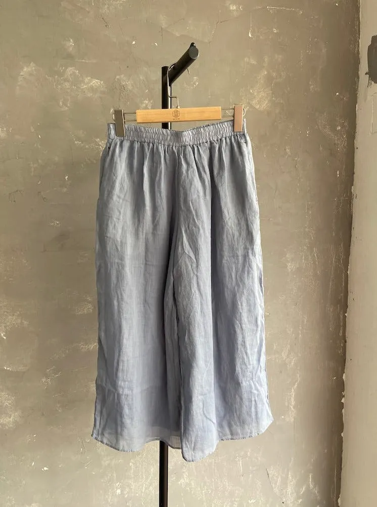 Ramie Ankle Pants (Greyish Blue)