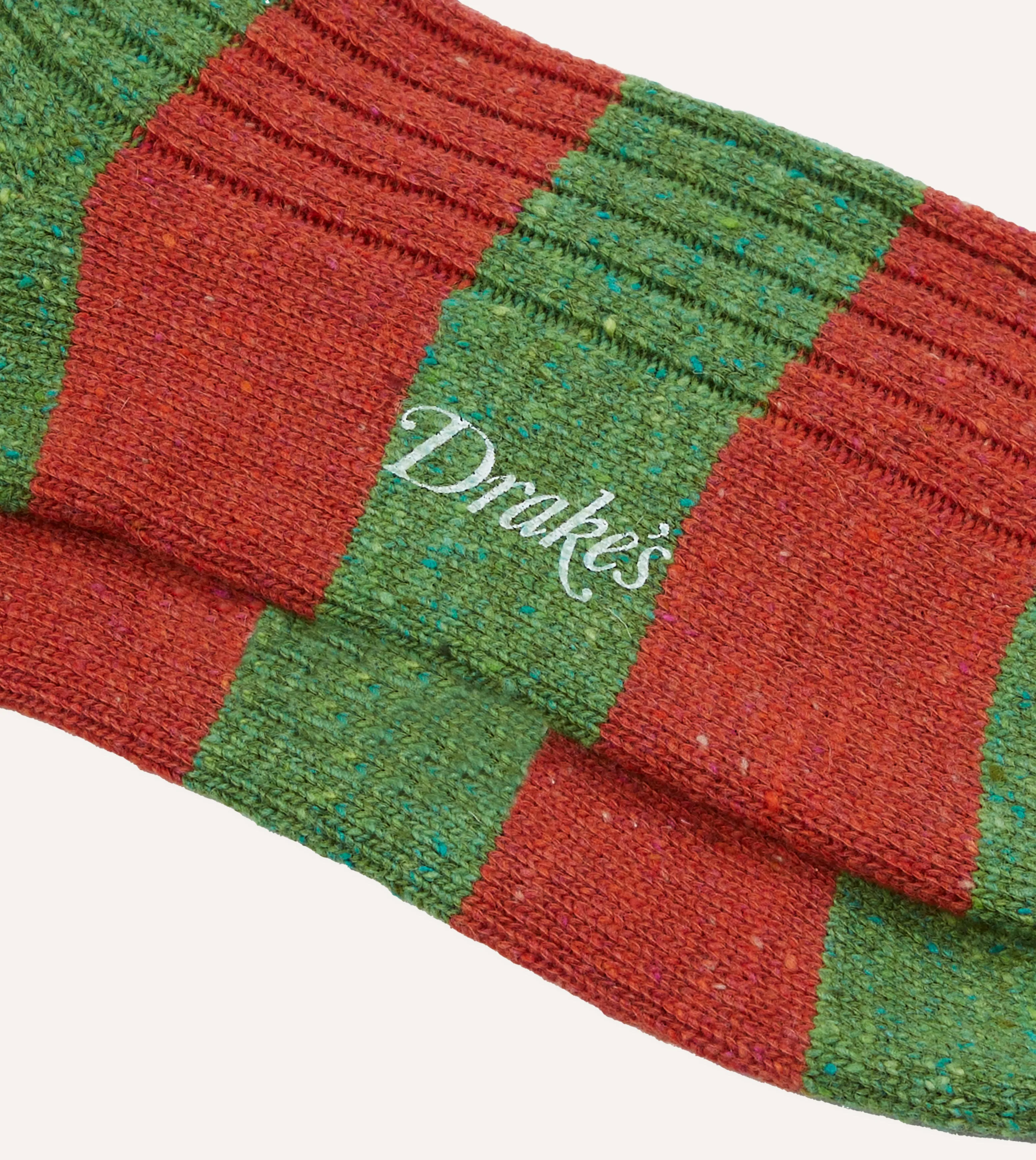 Red and Green Striped Donegal Wool Socks