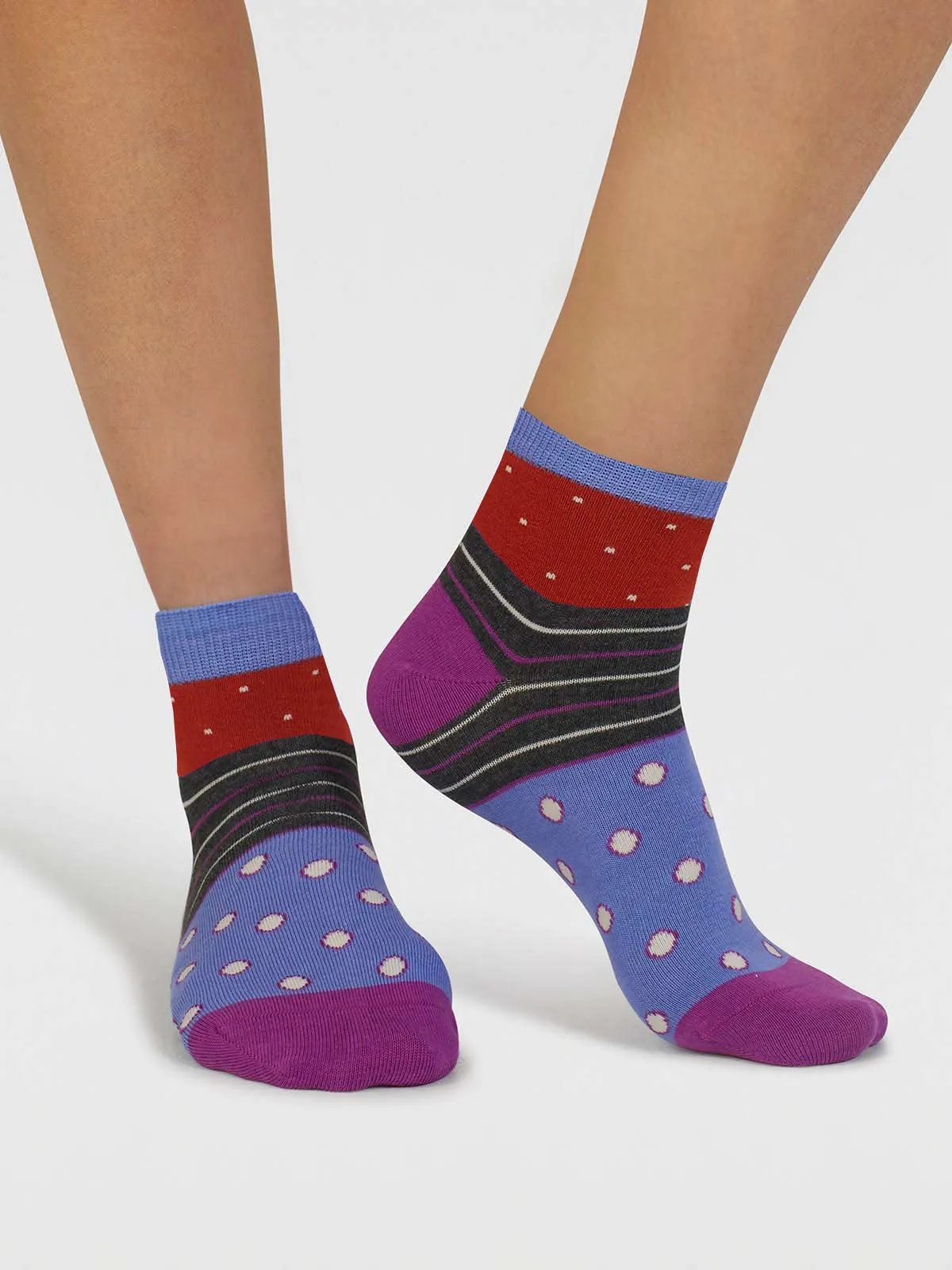 Rondel Spot And Stripe Bamboo Socks - Flame Orange