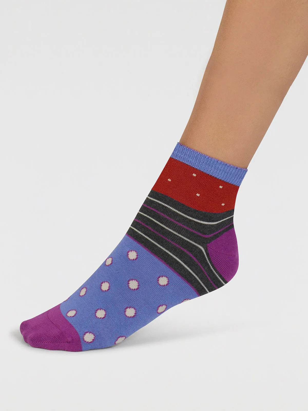 Rondel Spot And Stripe Bamboo Socks - Flame Orange