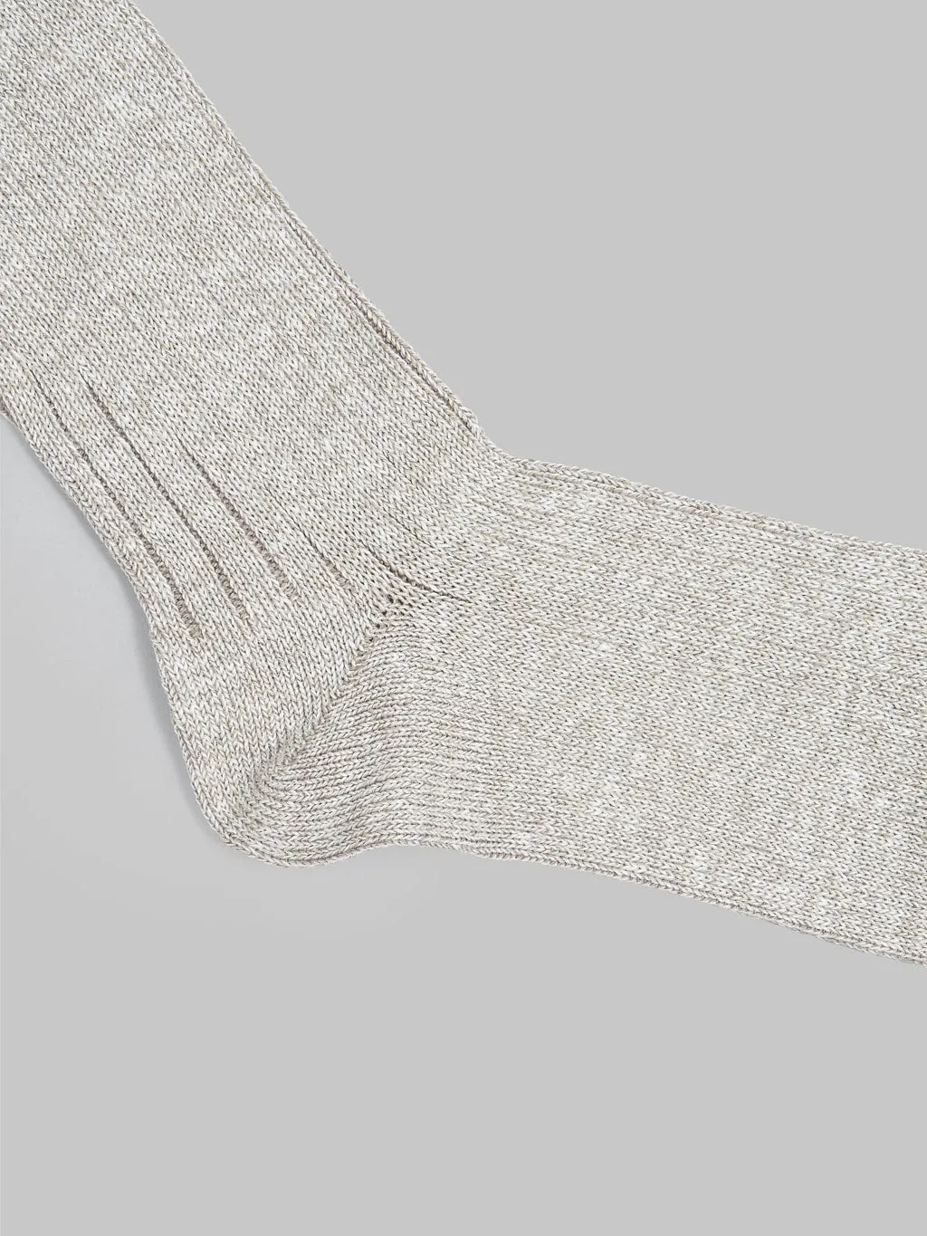 ROTOTO Linen Cotton Ribbed Crew Socks Grayge