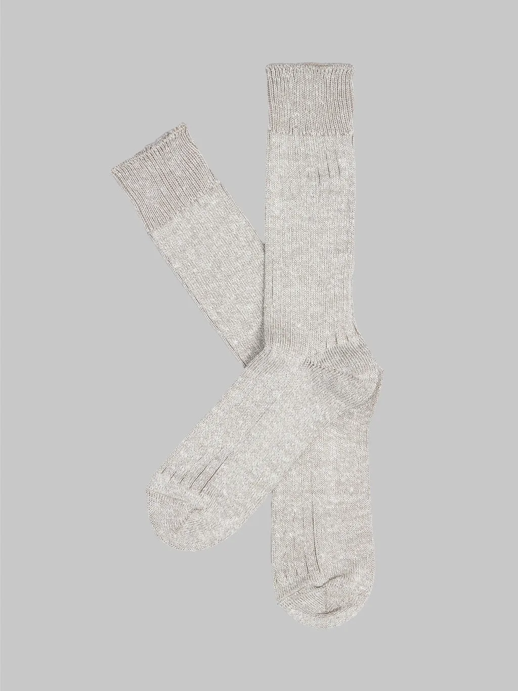 ROTOTO Linen Cotton Ribbed Crew Socks Grayge