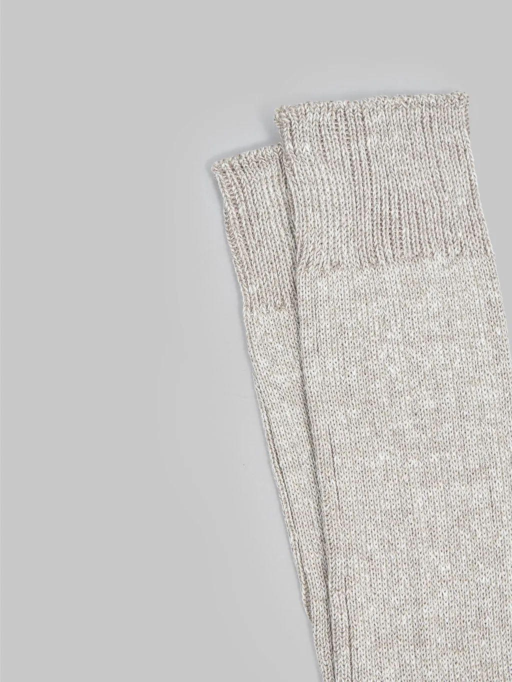 ROTOTO Linen Cotton Ribbed Crew Socks Grayge