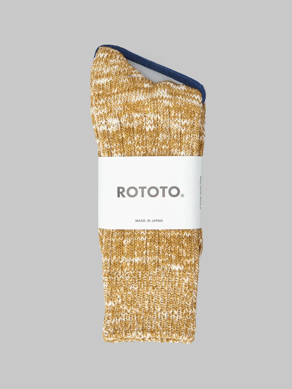 ROTOTO Low Gauge Slub Crew Socks Mustard