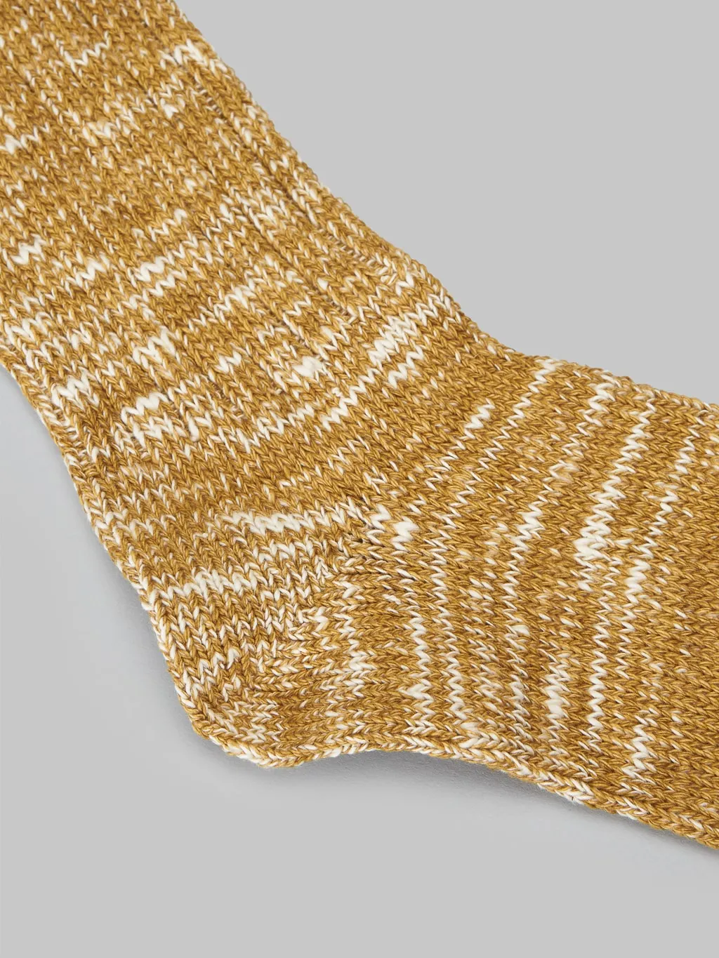 ROTOTO Low Gauge Slub Crew Socks Mustard