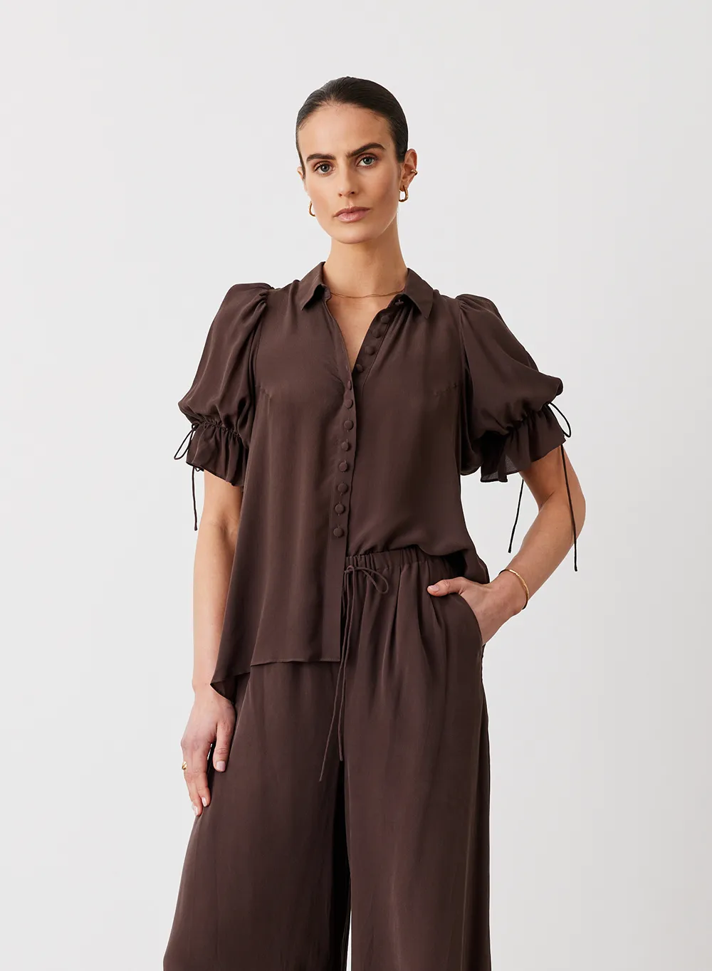 Sara Silk Shirt | Chocolate