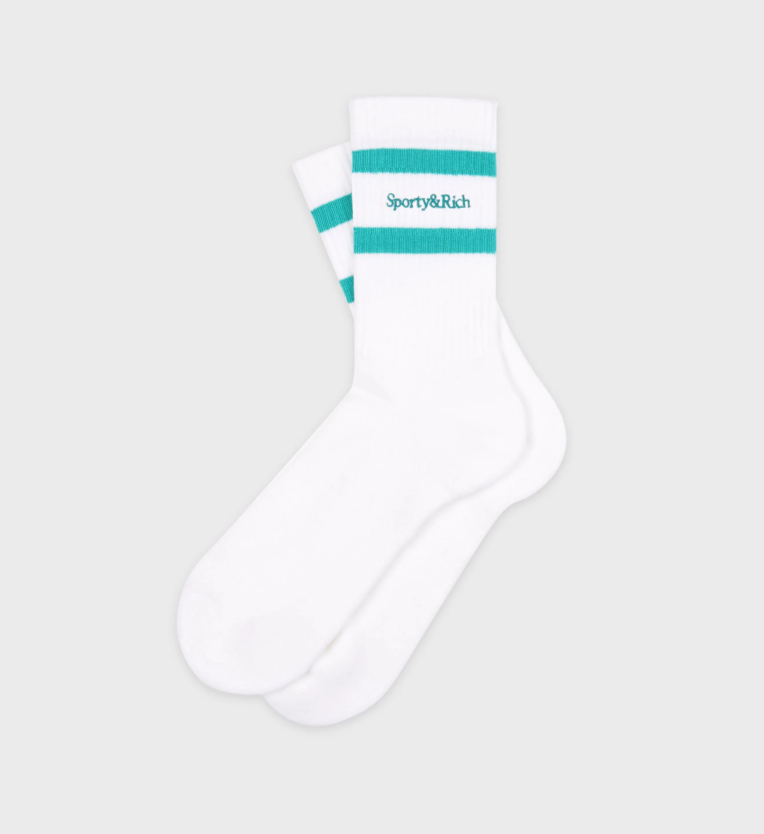 Serif Logo Socks - White/Caribbean