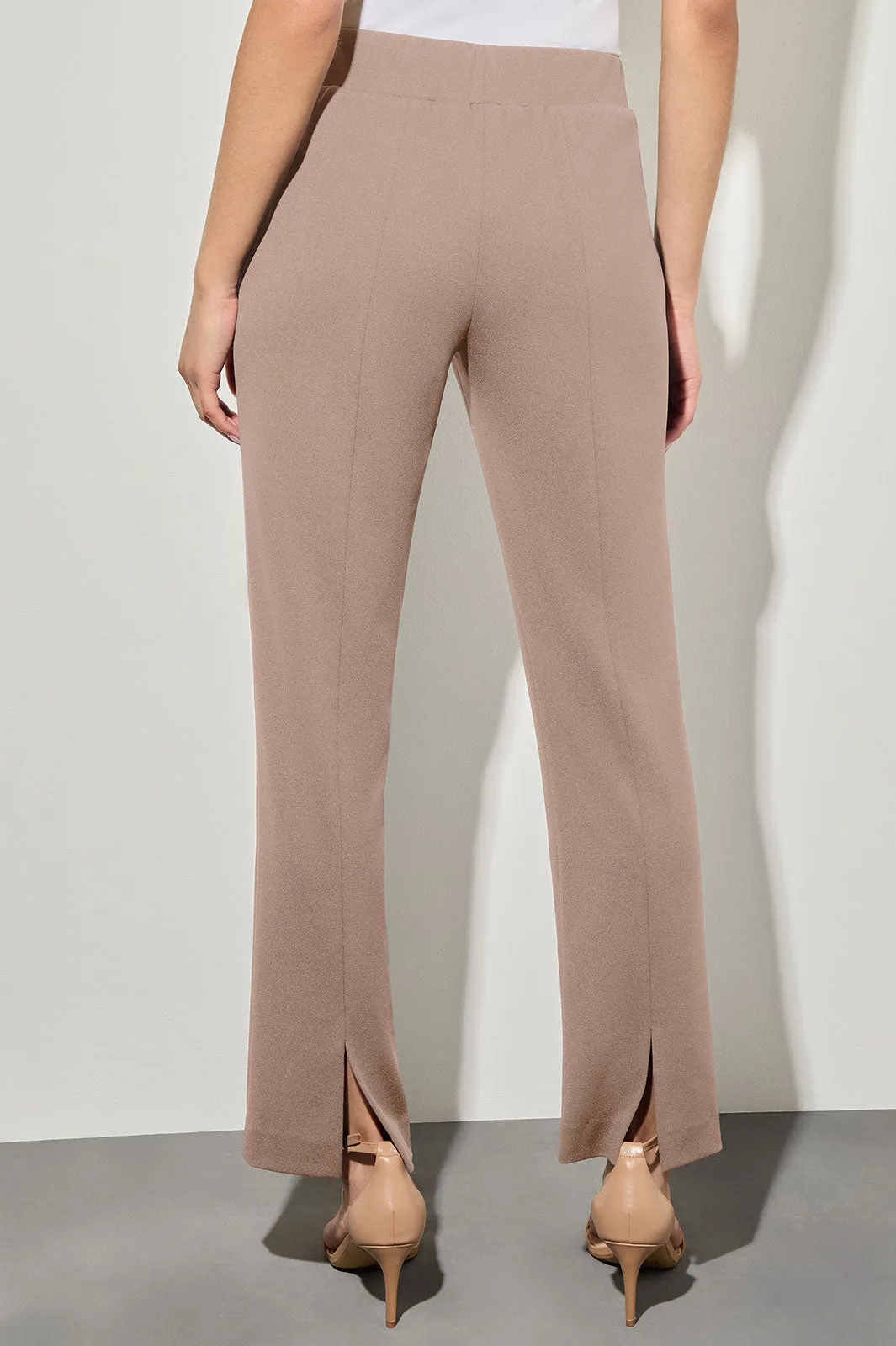 Stretch Deco Crepe Straight-Leg Ankle Pants