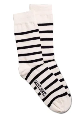 Striped socks - in cotton jersey (ECRU/MARINE)