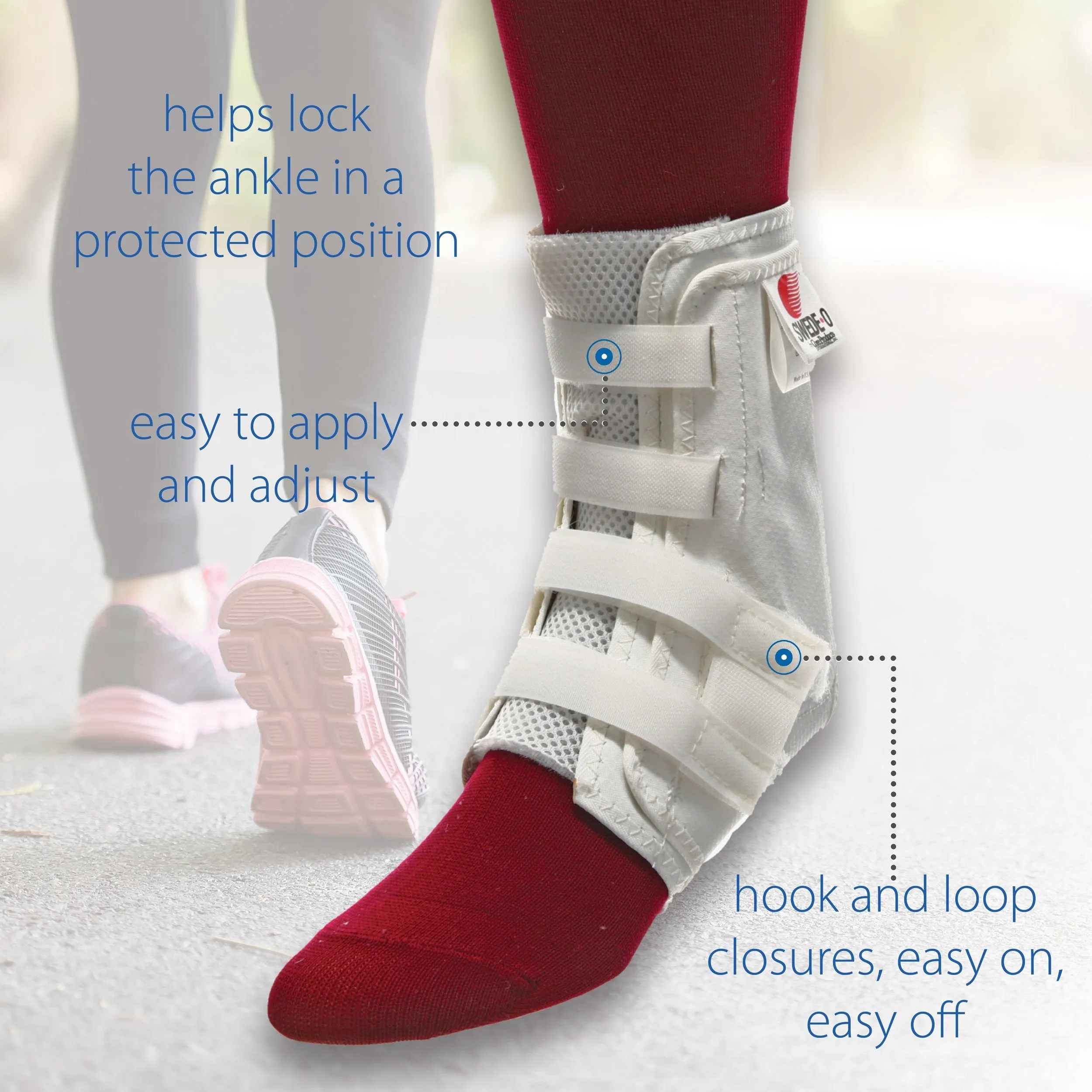 Swede-O Easy Lok Ankle Brace- White, XLarge