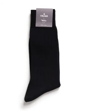 Tabio Cotton Ribbed Socks: Dark Navy