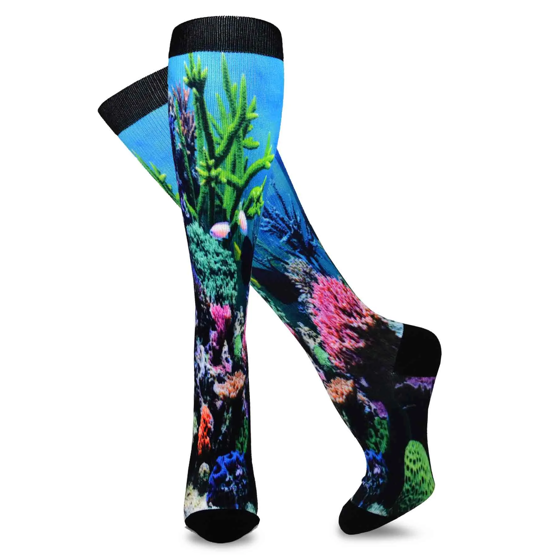 TeeHee Socks Unisex Compression Microfiber Knee High Print Large 3-Pack (12024)