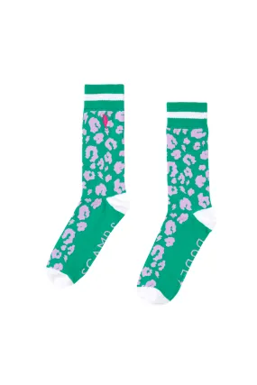 Turquoise with Pink Leopard Sport Socks