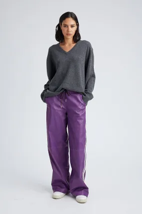 Violet Leather Athletic Drawstring Pants