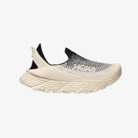 womens hoka restore tc (black/alabaster)